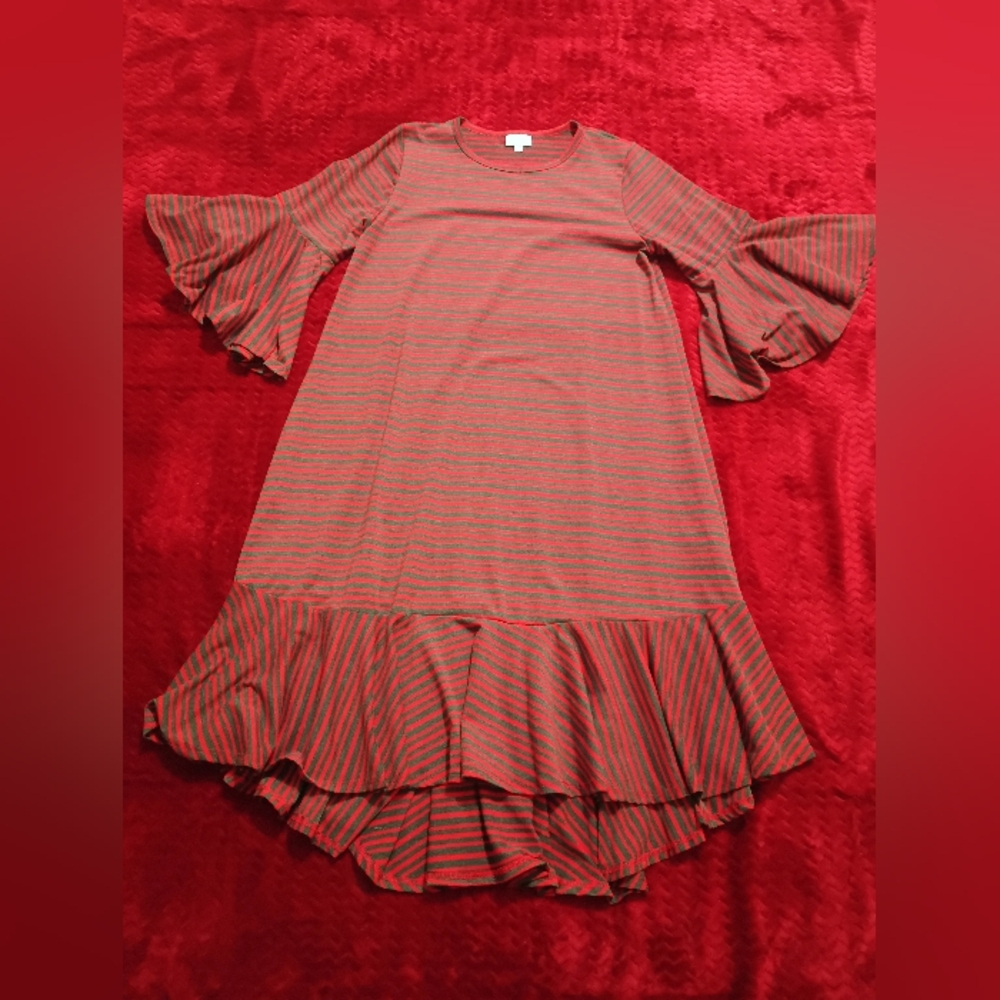 LuLaRoe Festive Striped Mini Dress